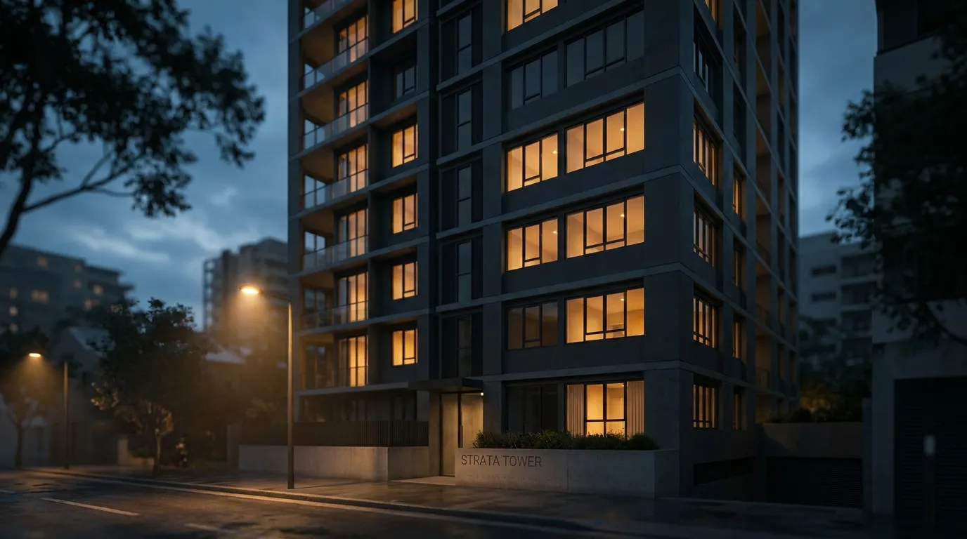 Strata committee reviewing a 10-year capital works plan document for a Sydney apartment building