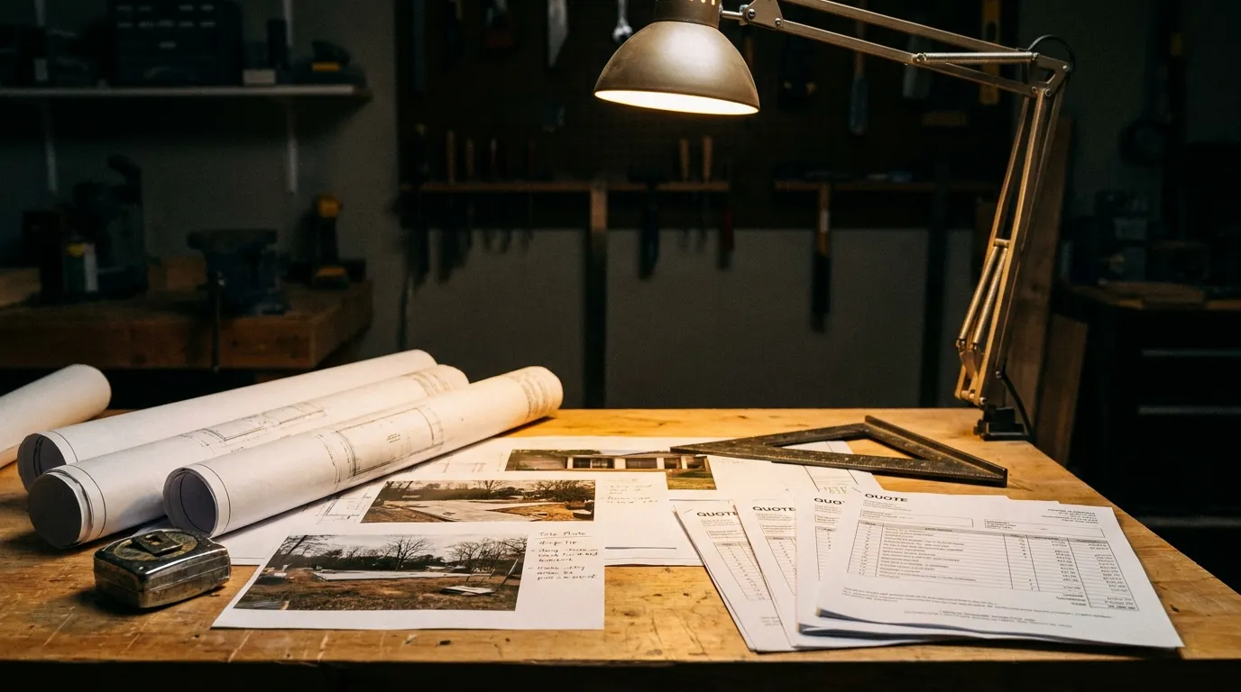 Property manager reviewing before and after documentation photos for a completed strata maintenance job