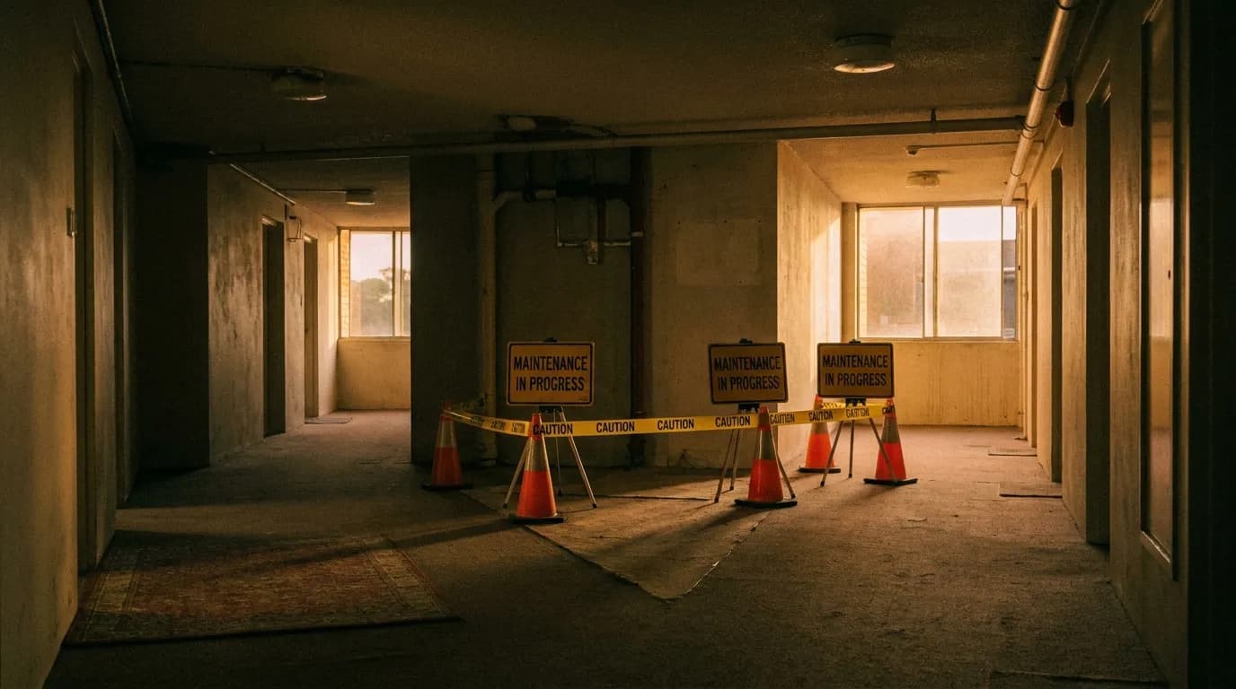 Strata building common property showing structural crack on external wall requiring immediate repair